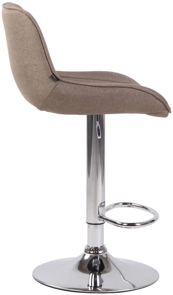 Conjunto de 2 bancos de bar Lentini em tecido e com estrutura cromada 50 x 86-108 x 50 cm Castanho acinzentado