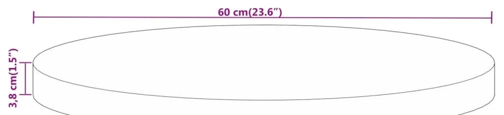 Tampo de mesa redondo Ø60x3,8cm madeira mangueira áspera maciça