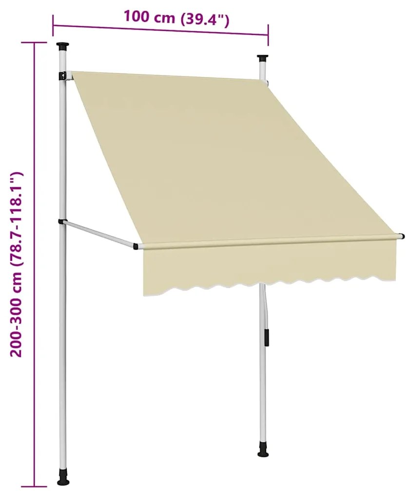 Toldo retrátil manual 100 cm creme