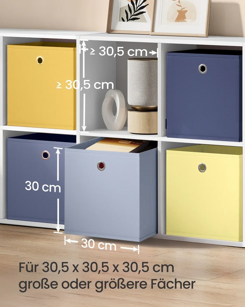 Conjunto de 6 caixas de arrumação30 x 30 x 30 cm (ESTANTE NÃO INCLUIDA) coloridas