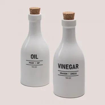 Galheteiro de Azeite e Vinagre em Cerâmica Yorts Branco - Sklum