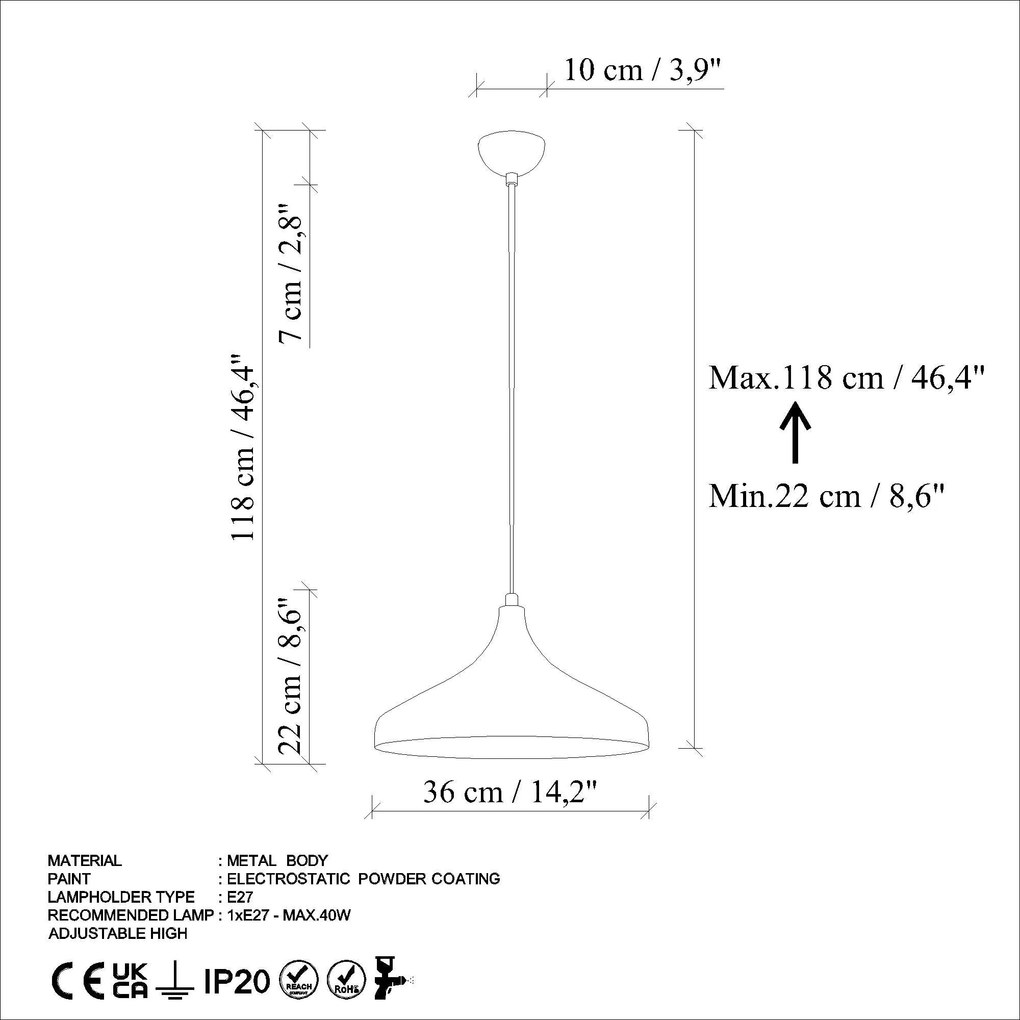 Candeeiro Chandelier Tattoo – Azul Claro – Ø36 h:22 cm