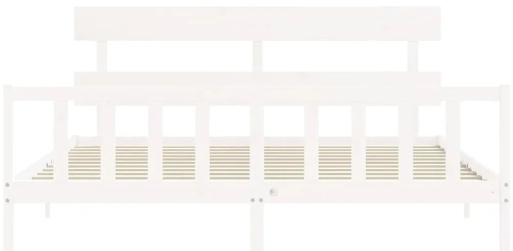 Cama sem colchão 200x200 cm madeira de pinho maciça branco