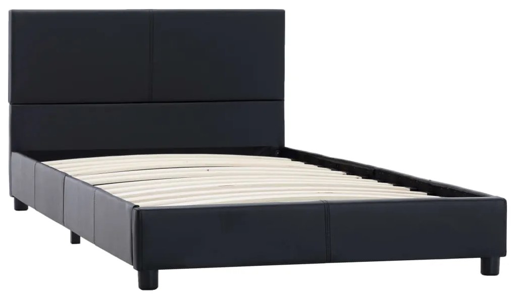 Estrutura de cama 90x200 cm couro artificial preto