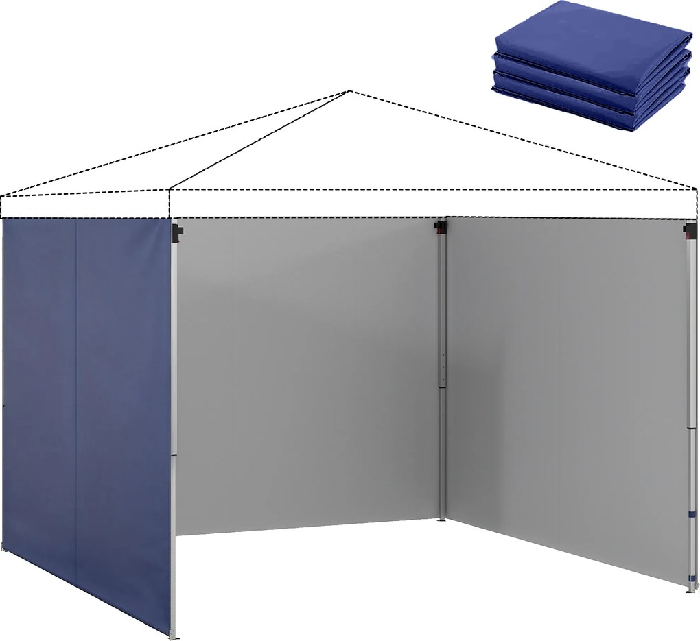 Outsunny 3 Paredes Laterais para Tendas de 3x3 m ou 3x2 m em Tecido Oxford com Fecho de Correr Azul | Aosom Portugal