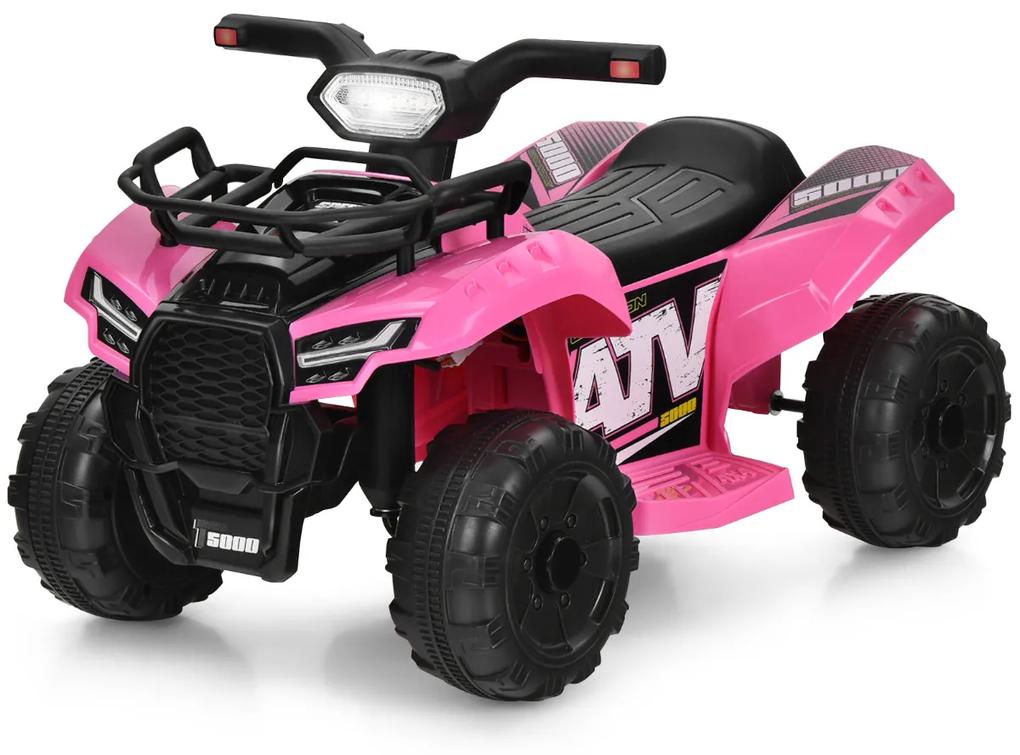 Moto 4 elétrica 6V para crianças com 4 rodas resistentes ao desgaste Buzina de LED Luz suave Guiador 44 x 66 x 42 cm Rosa