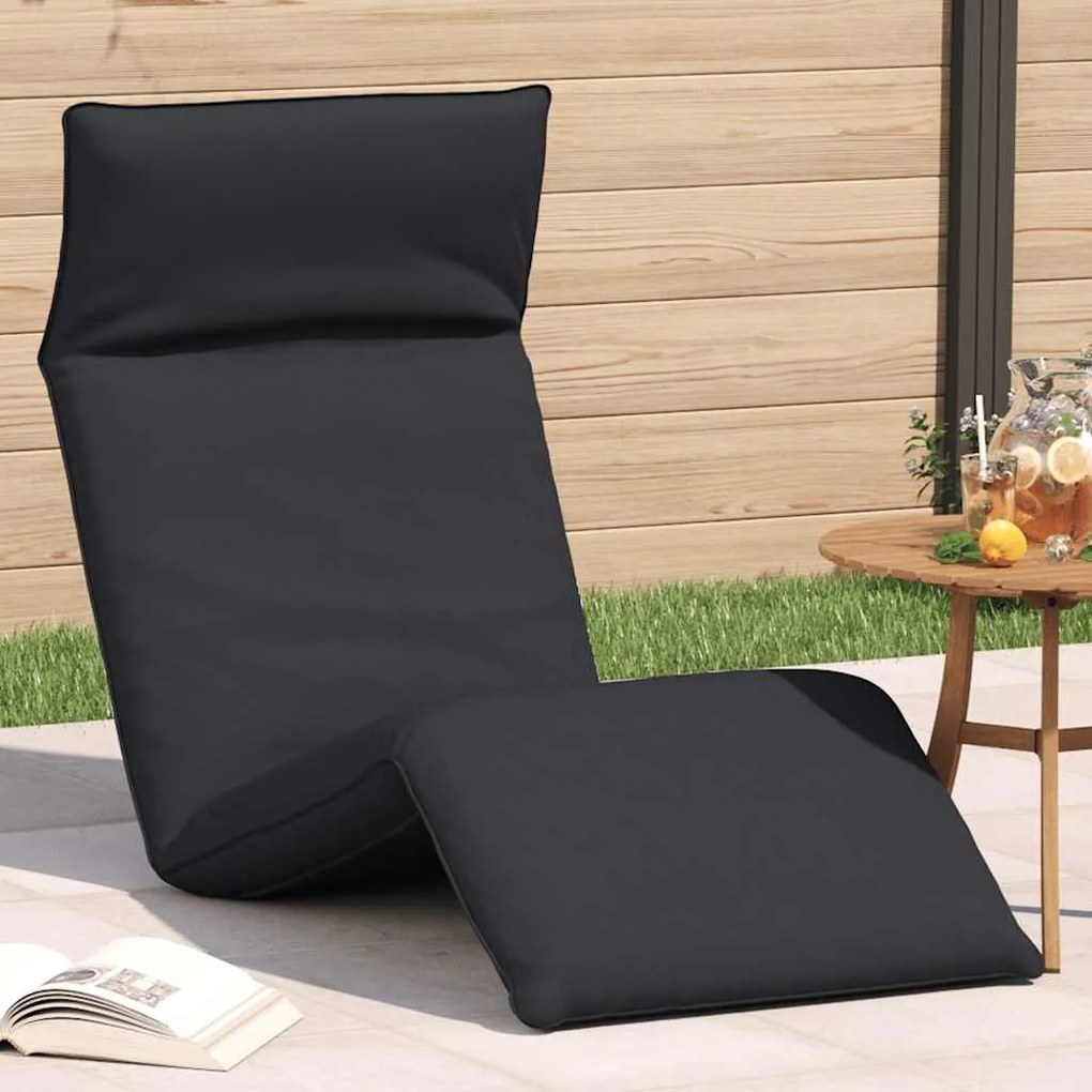 Espreguiçadeira dobrável 175x54x8,5 cm tecido Oxford preto