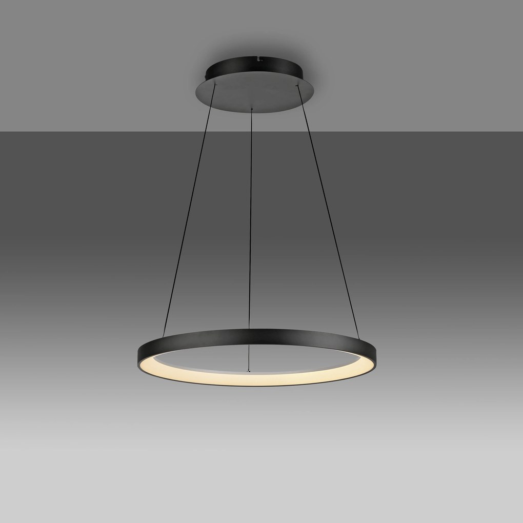 Candeeiro Pendente de Design Preto c/ LED Dimerizável Easylift - Hoop