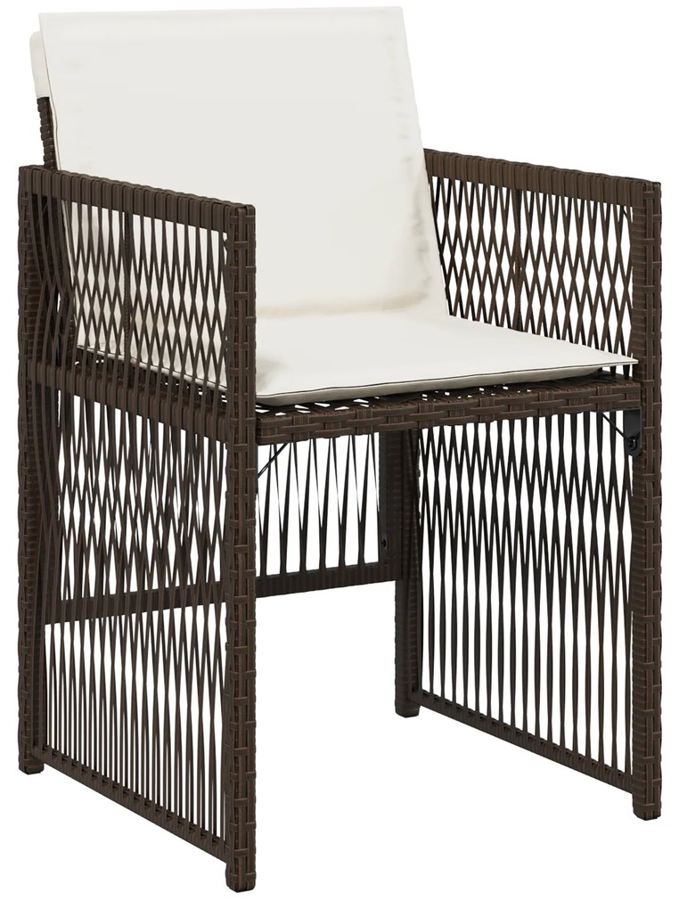Conjunto de Jantar de 9 Peças vidaXL com Almofadas Castanho Vime Sinté