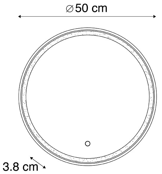 Espelho de banheiro preto 50cm LED dimmer de toque - MIRAL Moderno