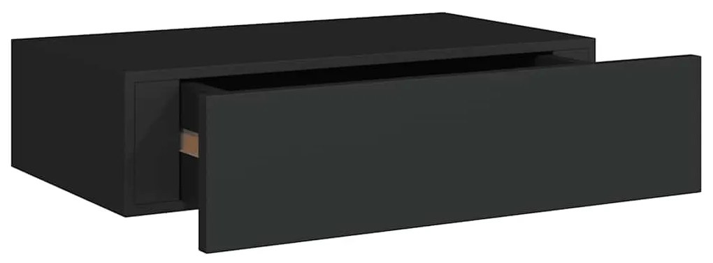 Prateleiras de parede com gavetas 2 pcs MDF 40x23,5x10 cm preto