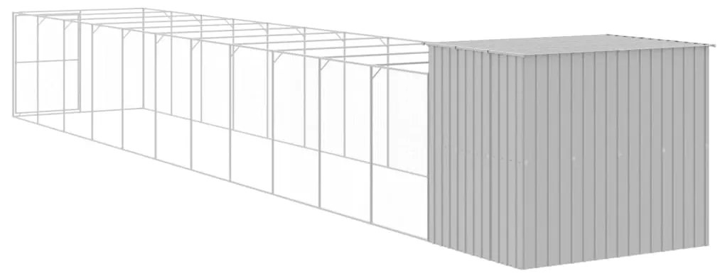 Casota cães c/ parque 214x1273x181 cm aço galvaniz. cinza-claro