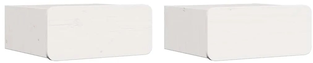 Mesa de Cabeceira Montada na Parede com gaveta 2 pcs Branco