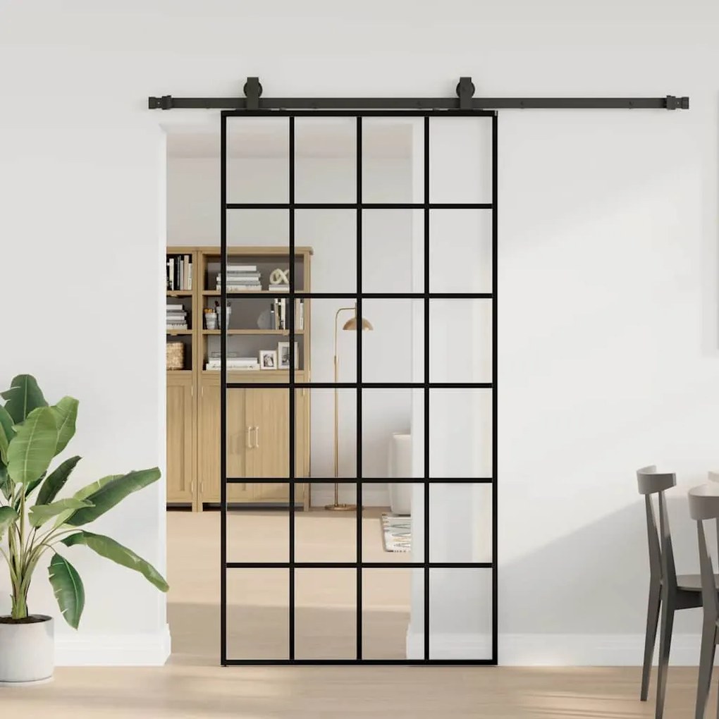 Porta deslizante c/ conj ferragens 102x205cm vidro ESG preto