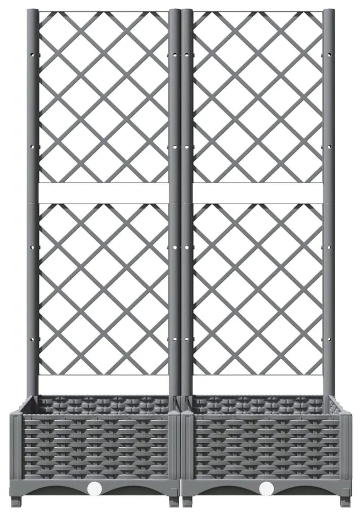 Vaso/floreira jardim c/ treliça 80x40x121,5 cm PP cinza-claro