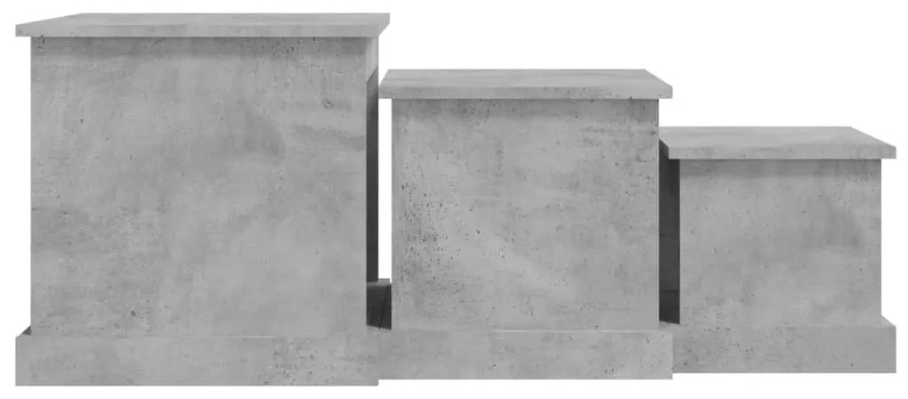 Mesas de centro 3 pcs derivados de madeira cinzento-cimento