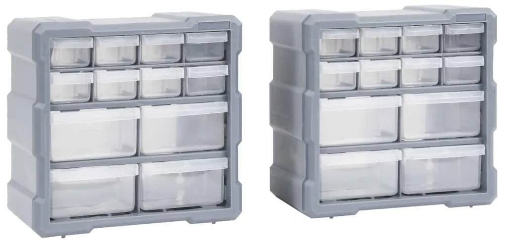 Caixas organizadoras com 12 gavetas 2 pcs 26,5x16x26 cm