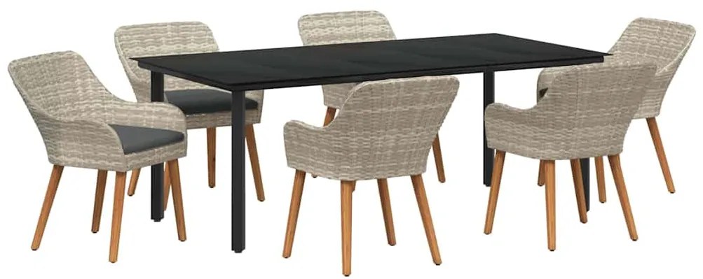 Conjunto de sala de jantar 7 pcs Cinza claro e preto