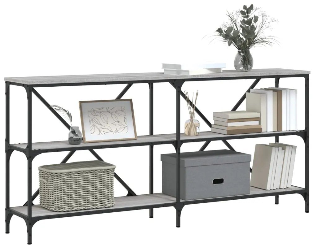 Mesa consola 160x30x75 cm derivados madeira/ferro cinza sonoma