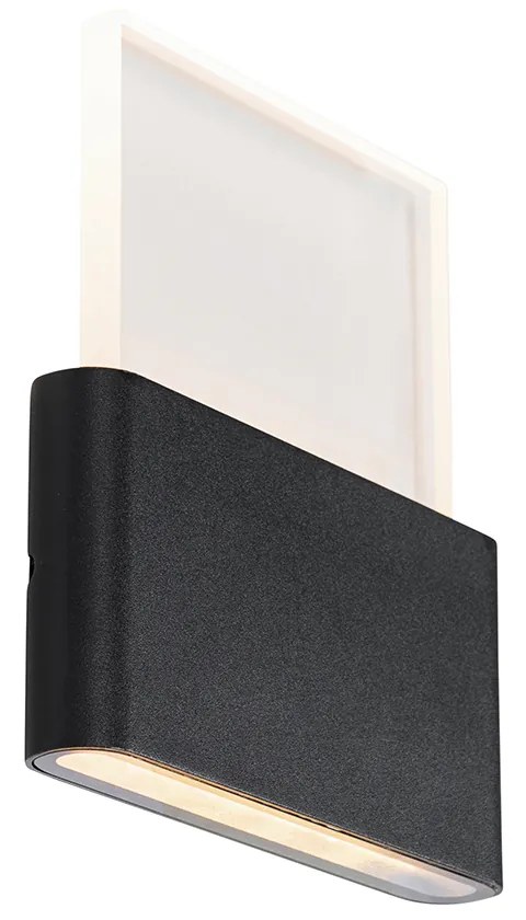 Candeeiro de parede exterior preto com LED e números de casa IP54 - Kandi