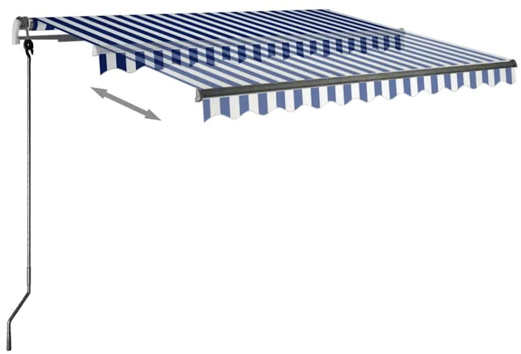 Toldo retrátil manual com LED 300x250 cm azul e branco
