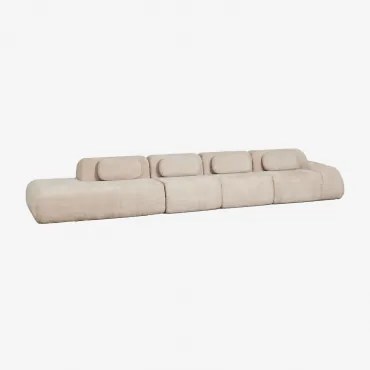 Sofá Modular De Canto Em Chenille De 4 Peças Com Chaise Longue À Esquerda Embalado A Vácuo Mérida Chenille Grossa Bege Tapioca - Sklum