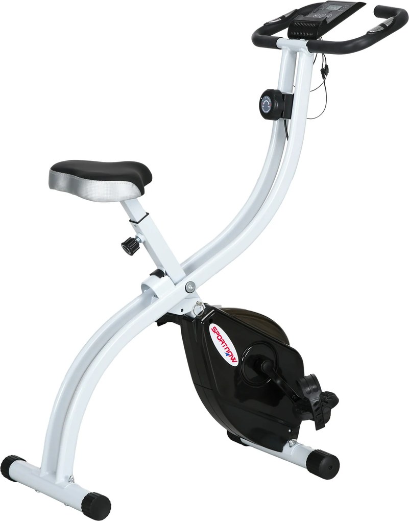 SPORTNOW Bicicleta Magnética Dobrável 8 Níveis de Resistência com Assento Ajustável, em Aço, 97x43x110 cm, Nero | Aosom Portugal