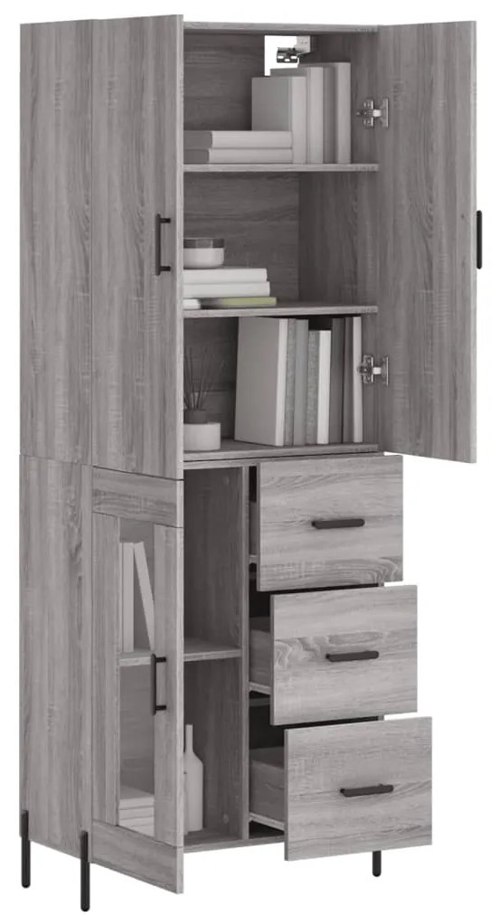 Armário alto 69,5x34x180 cm derivados de madeira sonoma cinza