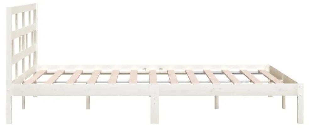 Estrutura de cama casal 135x190 cm madeira maciça branco