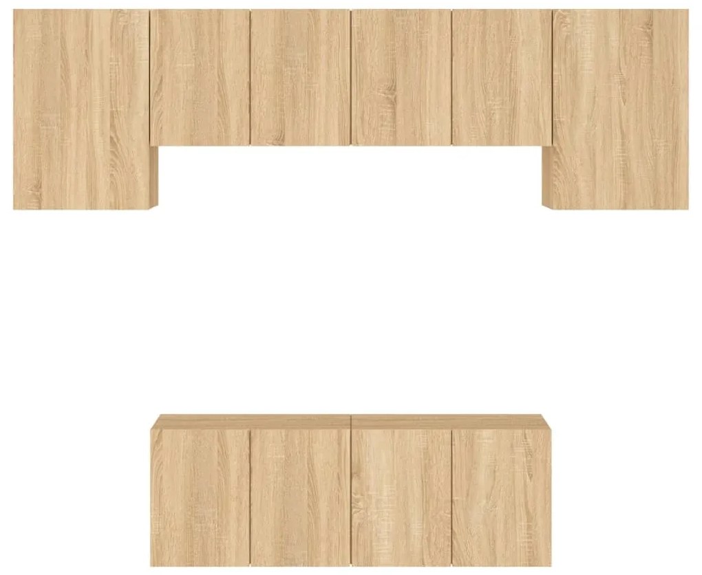 6 pcs móveis de parede p/ TV derivados madeira carvalho sonoma