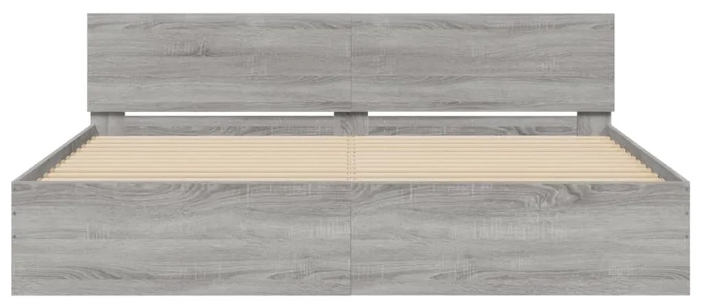 Estrutura de cama com cabeceira 160x200 cm cinzento sonoma