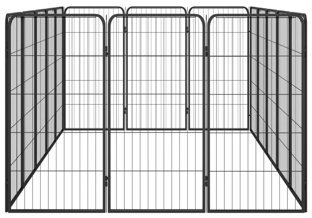 Parque p/ cães c/ 16 painéis 50x100 cm aço revestido a pó preto