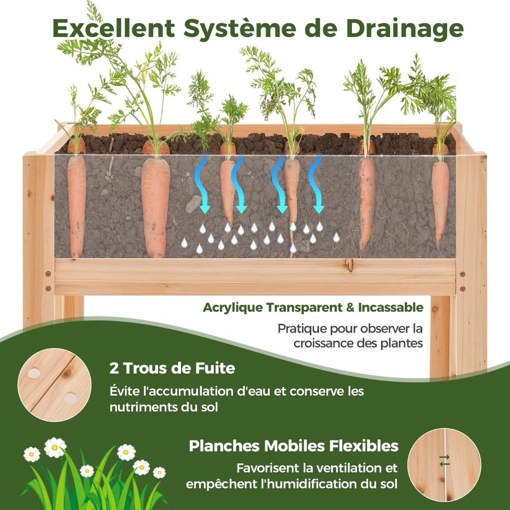 Ponte de jardim de madeira de 5 pés com grades de segurança - Natural