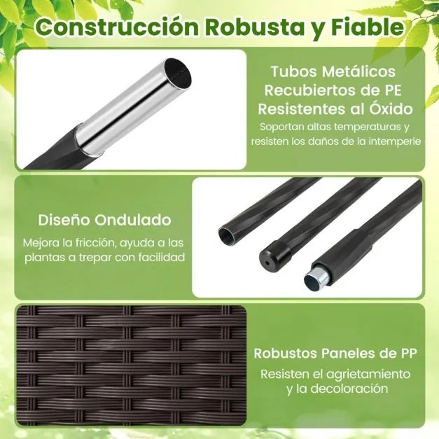 Floreira com treliça para jardim 80,5 x 40 x 126,5 cm, vaso para plantas trepadeiras com sistema de auto-regulação, caixa dupla para plantação, terraç