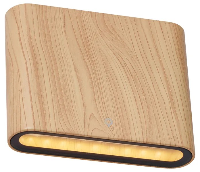Candeeiro de Parede Exterior Escandinavo Madeira 11,5cm Incl. LED IP65 - Batt Escandinavo