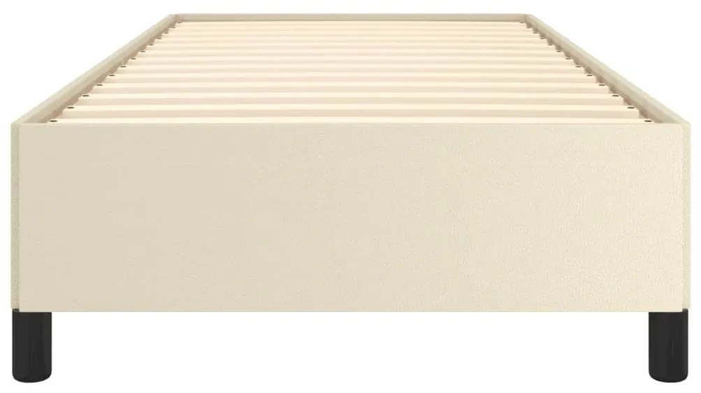 Estrutura de cama 90x190 cm couro artificial cor creme