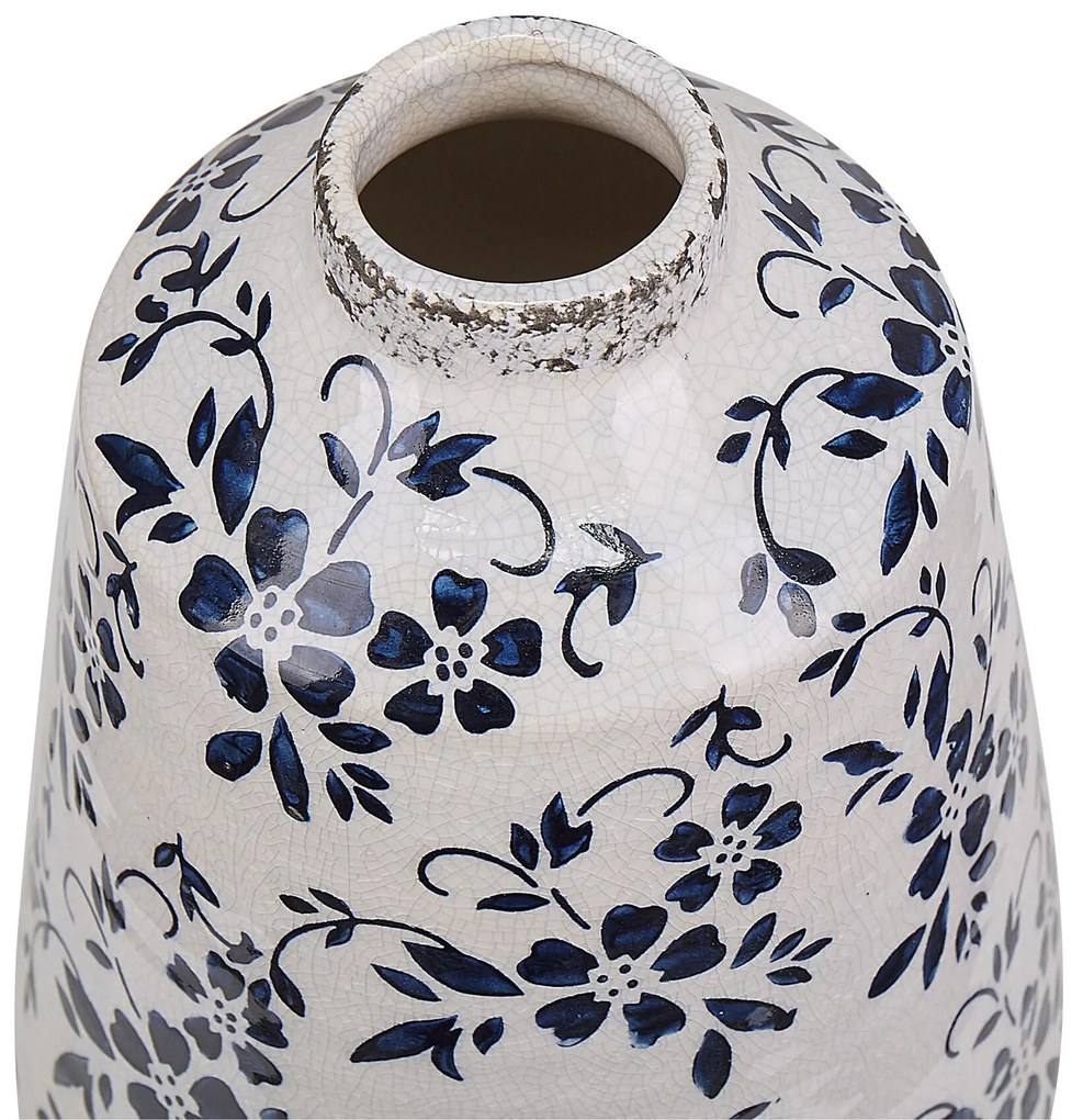 Vaso branco e azul marinho 25 cm MARONEIA Beliani