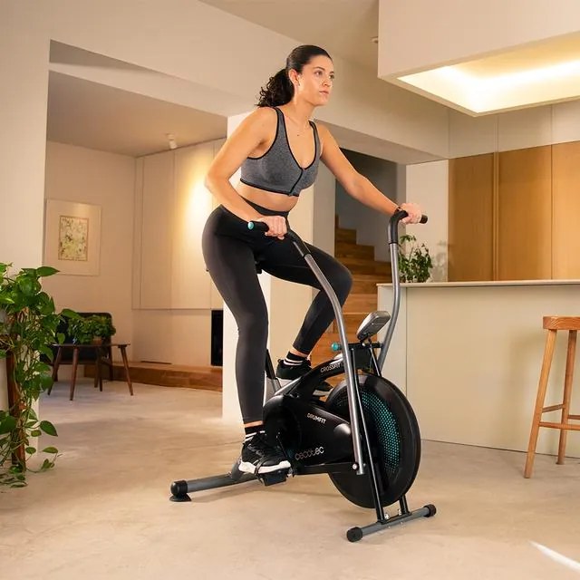 Bicicleta indoor Drumfit WOD Rider 1000 Eolo com resistência de ar ajustável manualmente