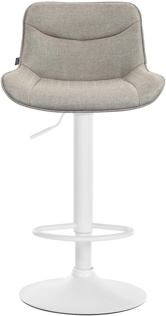 Banco alto em tecido com estrutura branca 85-106 x 49 x 51 cm castanho acinzentado