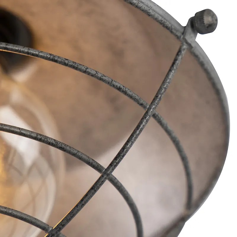 Luminária de teto industrial prata antiga 25,5 cm - Course