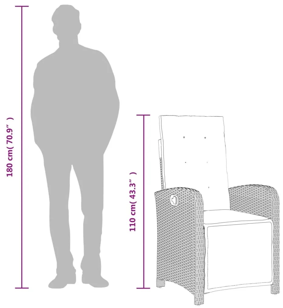 7 pcs conjunto de jantar p/ jardim c/ almofadões vime PE cinza