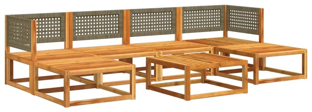 7 pcs conjunto sofás jardim c/almofadões madeira maciça acácia