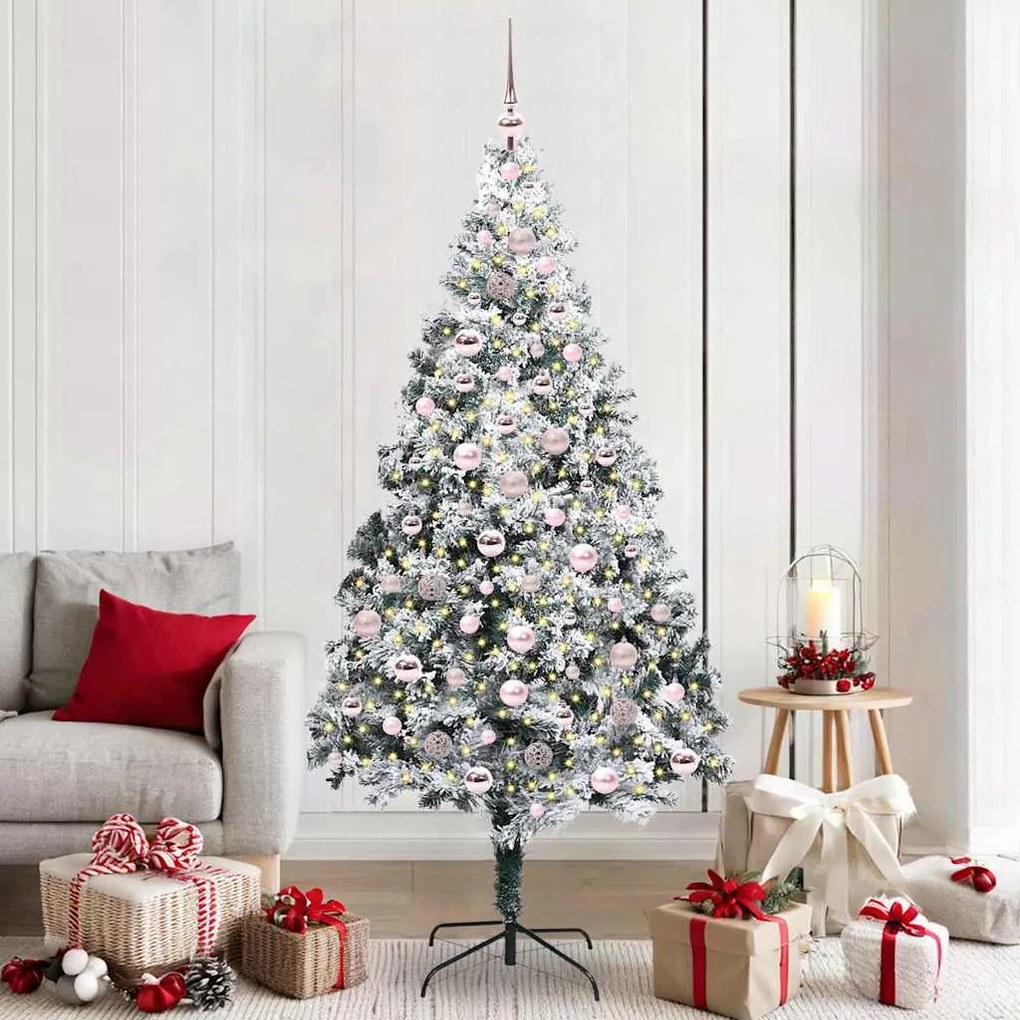 vidaXL Árvore de Natal Artificial Branco 210 cm PVC, Aço e Plástico