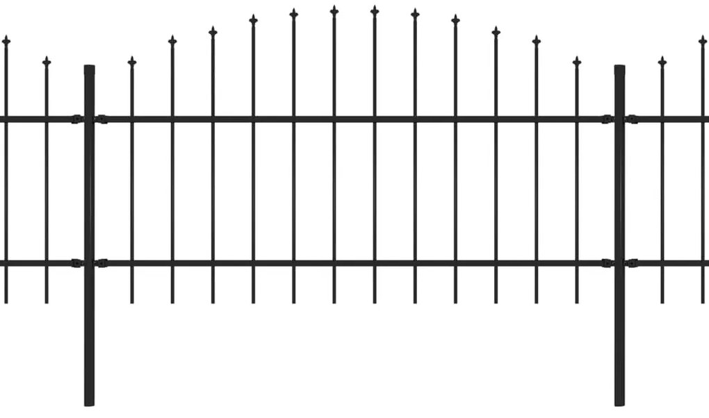 Cerca de jardim com topo em lanças (1-1,25)x13,6 m aço preto