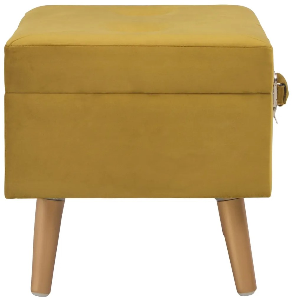 Banco de arrumação 40 cm veludo amarelo mostarda