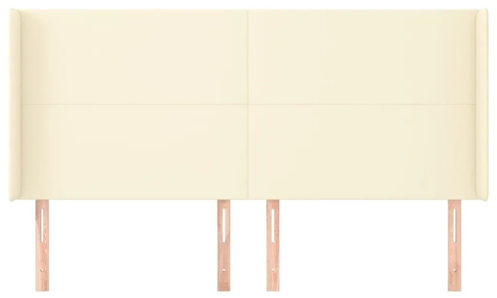 Cabeceira cama c/ abas couro artif. 183x16x118/128 cm creme
