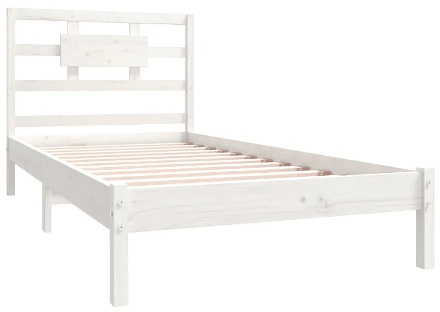 Estrutura de cama solteiro 90x190 cm madeira maciça branco