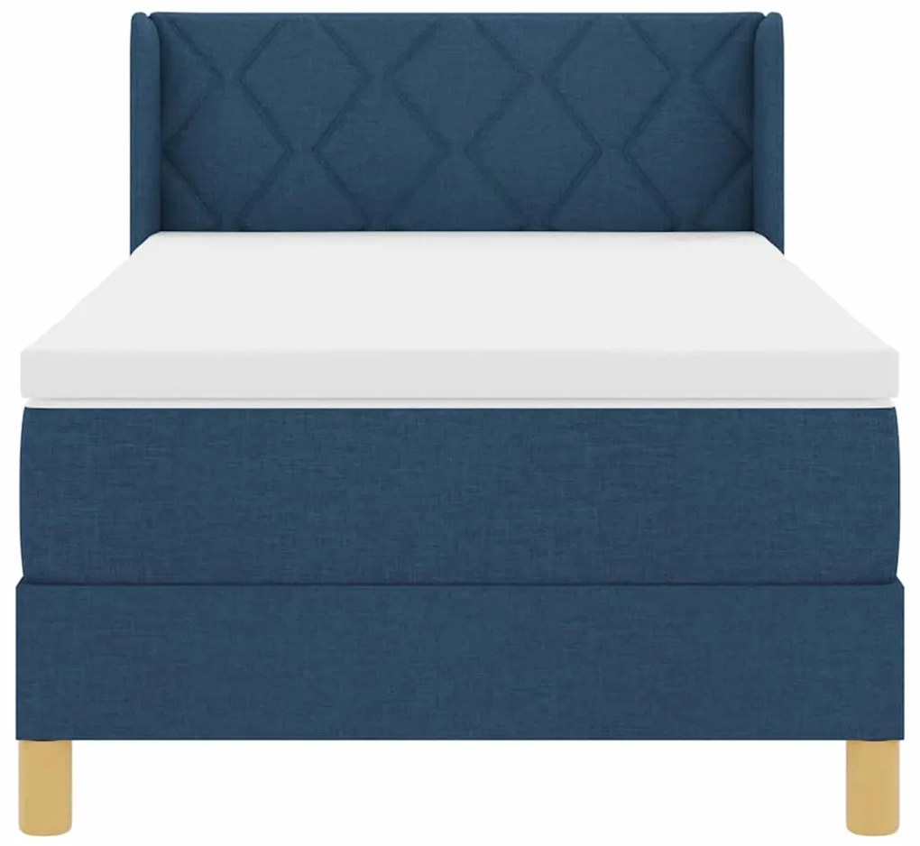 Cama Box com Colchão Azul, 100 x 200 cm, Tecido