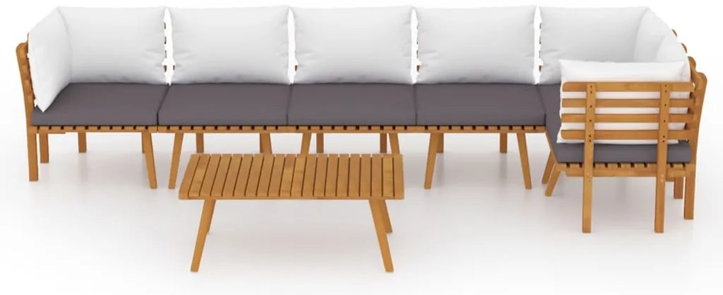 7 pcs conjunto lounge de jardim com almofadões acácia maciça