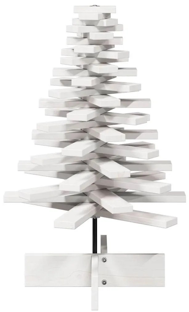Árvore Natal decorativa 80 cm madeira de pinho maciça branco